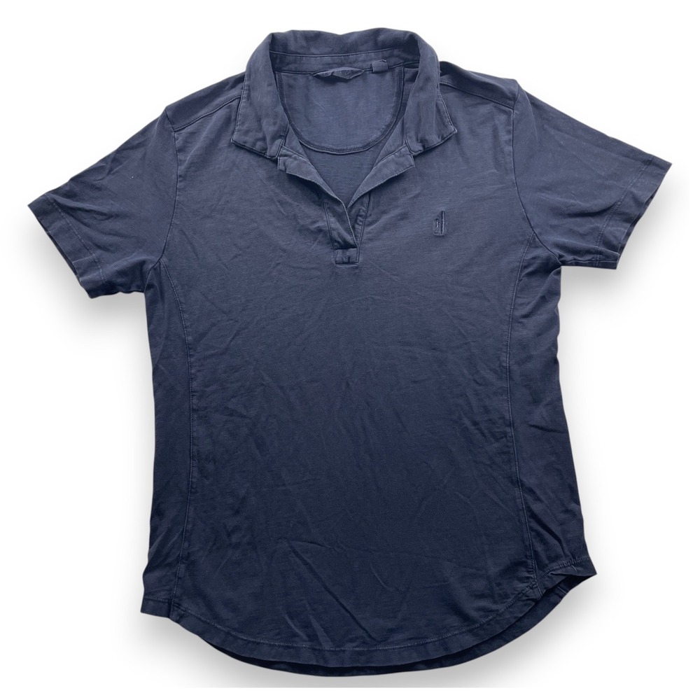 Johnnie-O Sadie Navy Blue Short Sleeve Polo Shirt Womens XS JWPO100000 Slub Knit